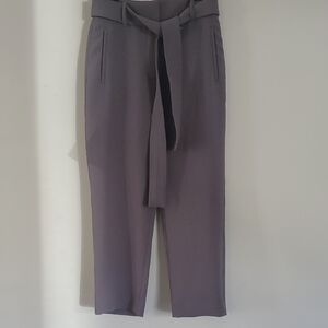 High-Rise Tie-Waist Women's Trousers - Gray